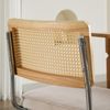 Freischwinger Stuhl Set 2er, Velvet & Rattan, Mid-Century Design mit Chromgestell, Esszimmerstühle Retro,Beige Bild 4