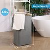 efluky Wäschekorb 120L mit Deckel Bambus Henkel faltbarer XXXL Waschekorb Grau Bild 2