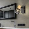 Wandleuchte, Spot beweglich, Holz, Textil, schwarz Bild 4