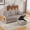 Schlafsofa aus Cord mit Stauraum & USB-Anschluss, 196x82-144x85 cm, Hellgrau Bild 5