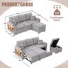 Schlafsofa aus Cord mit Stauraum & USB-Anschluss, 196x82-144x85 cm, Hellgrau Bild 4