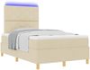 vidaXL LED Boxspringbett mit Matratze Creme 120 x 200 cm Stoff 3343171 Bild 3