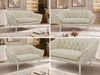 Polstersofa PIRS 2 Skandinavisches Sofa 2-Sitzer, Sofa mit Wellenfederung, Breite 140 cm, weiße Füße Hoher Sitzkomfort - Beige Velvet Bild 2