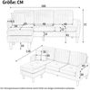 Ecksofa 166 x 118 x 77 cm mit Chaiselongue, modular, Cordbezug und Kunststoffbeinen Bild 5
