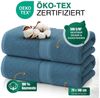 leevitex® Duschtücher 2er-Set, 70x140 cm, 100% Baumwolle, saugstark und fusselfrei, Frottee (Set, 2-St), OEKO-TEX® STANDARD 100 zertifiziert, gestreifte Bordüre Bild 2