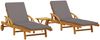 vidaXL Sonnenliegen 2 Stk. mit Tisch Massivholz Akazie 3206368 Bild 2