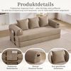 LVHOM Schlafsofa 3 Sitzer, Klappsofa mit Schlaffunktion, Bodensofa, Polstersofa aus CordStoff, Schlafcouch dauerschläfer, frei Kombination, 200x94x67 cm, Khaki Bild 4