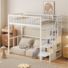 OKWISH Kinderbett Stauraumbett mit großem Kleiderschrank Regal und Tisch (mit Sicherheits-Aufbewahrungsleiter, Bettgestell aus massivem Kiefernholz für Kinder und Jugendliche, 90x200 cm), ohne Matratze Bild 2