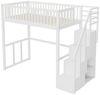 OKWISH Kinderbett Stauraumbett mit großem Kleiderschrank Regal und Tisch (mit Sicherheits-Aufbewahrungsleiter, Bettgestell aus massivem Kiefernholz für Kinder und Jugendliche, 90x200 cm), ohne Matratze Bild 3