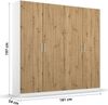 rauch Kleiderschrank; Drehtürenschrank COSMO, 4-türig,, Eiche Artisan/Alpinweiß, mit Aufbewahrungsboxen, 181x197x54xcm Bild 4