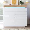 Sweiko Kommode Hochglanz Sideboard Aufbewahrungsschrank (mit 2 Türen und 3 Schubladen, LED Beleuchtung, App -Steuerung 115 x 110 x 39 cm) Bild 2