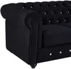 Vente-unique - CHESTERFIELD Sofa SamtStoff Schwarz - B 88 cm x H 72 cm x L 168 cm Bild 3