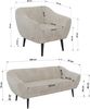 Wohnzimmerset PIRS 1-1-3, Skandinavisches 3-Sitzer Sofa mit Sesseln, Sofa mit Wellenfederung, schwarze Füße, Skandinavisches Möbelset - Beige Cord Bild 5