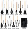 OKWISH Kochbesteck-Set 12er Küchenutensilien Set Küchenhelfer Kochgeschirrset (mit Hitzebeständigem Holzgriff und Aufhängeschlaufe, 12-tlg, Kochbesteck, Silikon und Holz), BPA-frei für Kochen Braten Schöpfen Mischen und Backen usw Bild 2