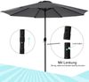 Strandschirm Sonnenschirm Grau Marktschirm Ø3m Beleuchtung Gartenschirm Ampelschirm Sonnenschutz Aufklappbar Kurbelschirm Balkonschirm UV-Schutz Bild 4