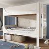 Merax Trennbares Etagenbett 90x200cm mit Flexibel am Kopf-/Fußende montierbarer Leiter, Schlittenform-Design, Aus 1 Bett werden 2 Einzelbetten, Weiß, (Ohne Matratze) Bild 3
