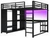 STILVORA Hochbett 160x200 Metallbett mit LED Jungendbett mit Schreibtisch&Kleiderschrank (mit LED, Schreibtisch, Kleiderschrank und Stauraum – Platzsparendes Design) Bild 4