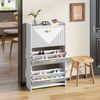 Merax Schuhschrank mit 3 unteren Klapptüren, Flur-Schuhschrank mit 6 Schuhablagefächern, Sideboard, Wohnzimmerschrank, MDF, Weiß, Vakuumformdesign, verstellbare Gehäusebreite Bild 2