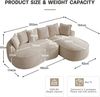 Flieks Modulares L-Form Cloud Sofa, extra tiefe Sitzfläche, breit gepolstert, mit Chaiselongue links & Kissen, kein Aufbau nötig, Chenille, Beige Bild 4