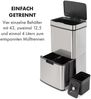 Klarstein Touchless Mülleimer Sensor-Mülleimer, 72 Liter Volumen in 4 Behältern: 43 & 2 x 12,5 Liter, Bio-Eimer mit Deckel: 4 Liter, touchless: automatisches Öffnen und Schließen, silber Bild 3