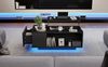Merax Couchtisch Höhenverstellbarer Kaffeetisch mit Verstecktem Stauraum, Beistelltisch Mit LED-Licht , Wohnzimmertisch Mit Schublade, Sofatisch, Schwarz Bild 5