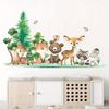 Montegoni Wandsticker Kinder Tier Wandaufkleber Dekoration 3176A (Wandtattoo mit Waldtieren für Kinderzimmer, Braunbär Hirsch Hase Tier mit Baum, Wandaufkleber), wasserdichte,abnehmbare Bild 3