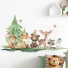 Montegoni Wandsticker Kinder Tier Wandaufkleber Dekoration 3176A (Wandtattoo mit Waldtieren für Kinderzimmer, Braunbär Hirsch Hase Tier mit Baum, Wandaufkleber), wasserdichte,abnehmbare Bild 5