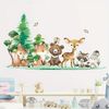 Montegoni Wandsticker Kinder Tier Wandaufkleber Dekoration 3176A (Wandtattoo mit Waldtieren für Kinderzimmer, Braunbär Hirsch Hase Tier mit Baum, Wandaufkleber), wasserdichte,abnehmbare Bild 2