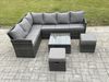 Fimous 8 Sitzer Rattan Gartenmöbel Set Ecksofa Set aus Polyrattan mit Quadratischer Couchtisch 2 kleine Fußhockern Dunkelgrau gemischt Bild 2