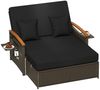 COSTWAY Loungebett, Rattan, 2-Personen, 3 in 1, mit verstellbarer Rückenlehne Bild 5