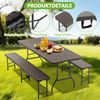 6ft Klappbarer Picknicktisch mit 2 Bänken, 3-teiliges Camping Set, HDPE Tischplatte mit Baummuster, Sicherheitsverriegelung, UV- & wasserbeständig, Braun Bild 3