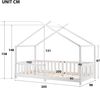 Bett Hausbett Kinderbett 90x200 cm aus Holzmaterial in Weiß mit Schutzzaun und Lattenrost, Matratze nicht enthalten Bild 5
