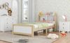 Bett 90x200 cm mit Stauraum-Kopfteil aus Massivholz, weiß – platzsparendes Einzelbett mit Lattenrost Bild 5