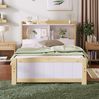 Bett 90x200 cm mit Stauraum-Kopfteil aus Massivholz, weiß – platzsparendes Einzelbett mit Lattenrost Bild 3