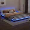 Bett 140x200 cm ohne Matratze, Bodenbett in Weiß mit PU-Bezug und LED-Umgebungslicht Bild 3