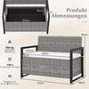 COSTWAY Gartenbank, mit verstecktem Stauraum und Kissen, Rattan, bis 360 kg Bild 2