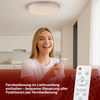 Brilliant Baarlo LED Deckenleuchte, Farbtemperatur einstellbar 3000K-6500K, Fernbedienung, stufenlos dimmbar, LED Lampe für Wohnzimmer & Schlafzimmer, 4500 Lumen, 36W, 52 cm, matt weiß/holz Bild 5