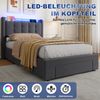 Polster-Jugendbett aus Samt mit LED, USB, hydraulischem Stauraum & Schubladen, ohne Matratze, 90x200 cm, Grau Bild 5