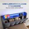 Polster-Jugendbett aus Samt mit LED, USB, hydraulischem Stauraum & Schubladen, ohne Matratze, 90x200 cm, Grau Bild 4