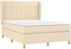 vidaXL Polsterbett mit Matratze Creme 140x190 cm Stoff Bild 3