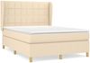 vidaXL Polsterbett mit Matratze Creme 140x190 cm Stoff Bild 2