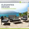 Juskys Polyrattan Gartenmöbel-Set Trinidad – Balkonmöbel-Set mit Tisch, Sofa & 2 Stühlen – Sitzgruppe für 4 Personen Schwarz mit Auflagen Dunkelgrau Bild 4
