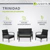 Juskys Polyrattan Gartenmöbel-Set Trinidad – Balkonmöbel-Set mit Tisch, Sofa & 2 Stühlen – Sitzgruppe für 4 Personen Schwarz mit Auflagen Dunkelgrau Bild 2