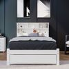 Einzelbett 90x200 cm Weiß mit Bücherregal-Kopfteil und Schublade, Stauraumbett aus Kiefernholz,Jugendbett Bild 2