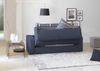 Dmora 2-Sitzer Schlafsofa Andymion, Wohnzimmersofa mit drehbarer Öffnung aus gepolstertem Stoff, Standardarmlehnen, 100 % Made in Italy, 200 x 95 x 90 cm, Blau Bild 5