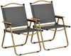 Outsunny Campingstuhl 2er Set faltbarer Gartenstuhl mit Stahlrahmen (Holzoptik, Klappsessel für Pool, Strand, 2 St), Oxfordstoff, Dunkelgrau Bild 2