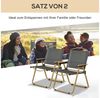 Outsunny Campingstuhl 2er Set faltbarer Gartenstuhl mit Stahlrahmen (Holzoptik, Klappsessel für Pool, Strand, 2 St), Oxfordstoff, Dunkelgrau Bild 4