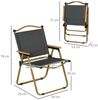 Outsunny Campingstuhl 2er Set faltbarer Gartenstuhl mit Stahlrahmen (Holzoptik, Klappsessel für Pool, Strand, 2 St), Oxfordstoff, Dunkelgrau Bild 3