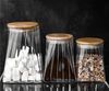 Elegante Vorratsbehälter aus Borosilikatglas 3er Set mit luftdichtem Holzdeckel Bild 5