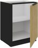 Küchen Unterschrank 60 cm CREMONA Eiche hell + Schwarz matt Küche Küchenzeile Küchenblock Einbauküche Bild 2